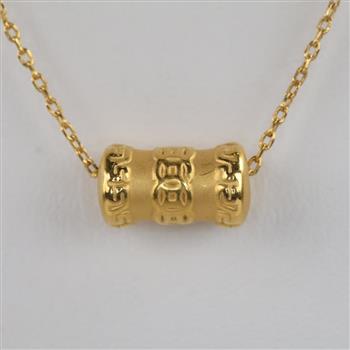 24kt Gold Hollow Bead Cable Chain Necklace
