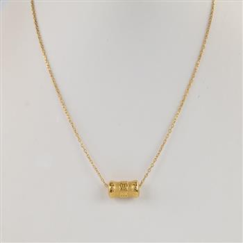 24kt Gold Hollow Bead Cable Chain Necklace