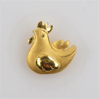 24kt Gold Rooster Pendant, Chinese Zodiac