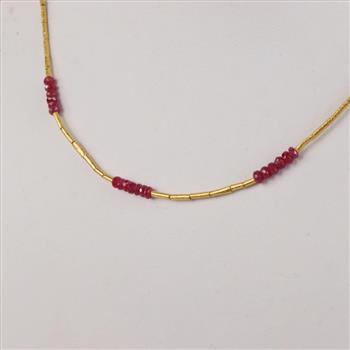 24kt Gold Ruby Beaded Necklace-Evaluated By Our Certified Gemologist-AGS/GIA