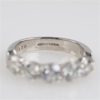 2.50ctTW Diamond Platinum Inline Wedding Band-Evaluated By Our Certified Gemologist-AGS/GIA