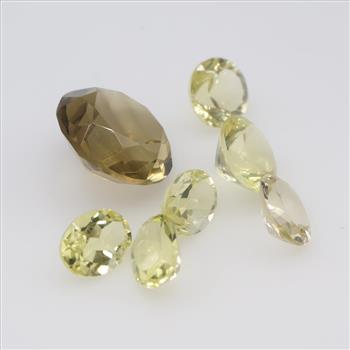 25.2ct TW Loose Faceted Yellow Quartz, 7 Pieces