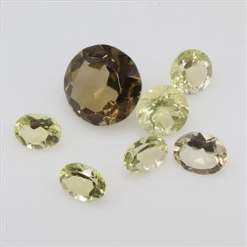 25.2ct TW Loose Faceted Yellow Quartz, 7 Pieces
