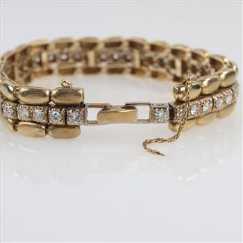 2.52cts TW Diamond 14kt Gold Bracelet-Evaluated By Our Certified Gemologist-AGS/GIA