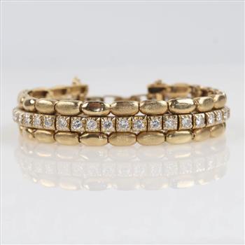 2.52cts TW Diamond 14kt Gold Bracelet-Evaluated By Our Certified Gemologist-AGS/GIA