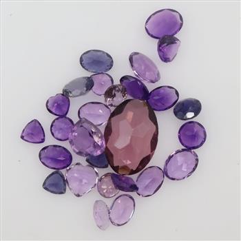 25.36ctTW Faceted Amethyst Loose Stones, 27 Pieces