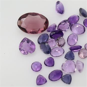 25.36ctTW Faceted Amethyst Loose Stones, 27 Pieces