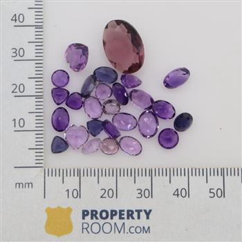 25.36ctTW Faceted Amethyst Loose Stones, 27 Pieces