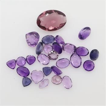 25.36ctTW Faceted Amethyst Loose Stones, 27 Pieces