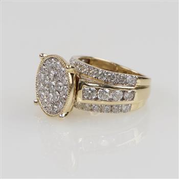 2.56cts TW Diamond 14kt Gold Ring-Evaluated By Our Certified Gemologist-AGS/GIA