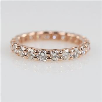 2.64cts TW Diamond 14kt Rose Gold Eternity Band-Evaluated By Our Certified Gemologist - AGS / GIA