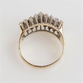 2.70cts TW Diamond 14kt Gold Waterfall Ring-Evaluated By Our Certified Gemologist-AGS/GIA