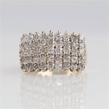 2.70cts TW Diamond 14kt Gold Waterfall Ring-Evaluated By Our Certified Gemologist-AGS/GIA
