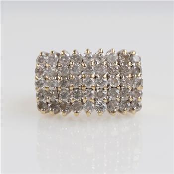 2.70cts TW Diamond 14kt Gold Waterfall Ring-Evaluated By Our Certified Gemologist-AGS/GIA