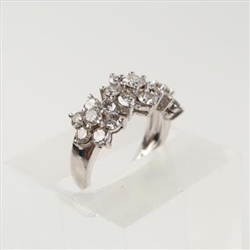 2.70cts TW Diamond Platinum Triple Flower Ring -Evaluated By Our Certified Gemologist-AGS/GIA