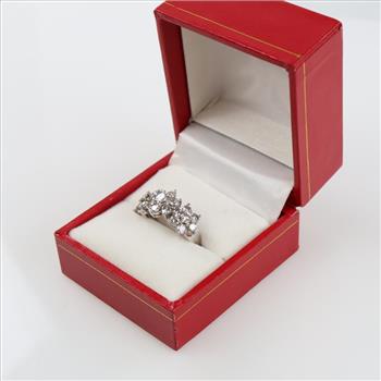 2.70cts TW Diamond Platinum Triple Flower Ring -Evaluated By Our Certified Gemologist-AGS/GIA