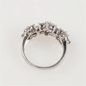 2.70cts TW Diamond Platinum Triple Flower Ring -Evaluated By Our Certified Gemologist-AGS/GIA