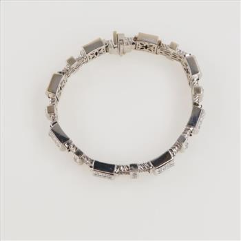 27.76cts TW Diamond 14kt White Gold Block Bracelet-Evaluated By Our Certified Gemologist-AGS/GIA