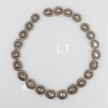 27.96cts TW Diamond 10kt Gold Edwardian Style Necklace-Evaluated By Our Certified Gemologist-AGS/GIA