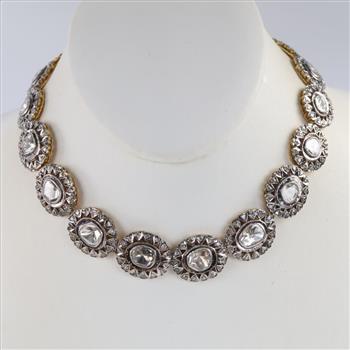 27.96cts TW Diamond 10kt Gold Edwardian Style Necklace-Evaluated By Our Certified Gemologist-AGS/GIA