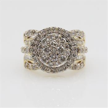 2.84cts TW Diamond 10kt Gold Two-tone Ring-Evaluated By Our Certified Gemologist-AGS/GIA