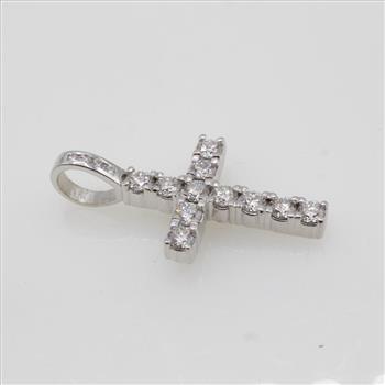2.85cts TW Diamond 10kt White Gold Cross Pendant-Evaluated By Our Certified Gemologist-AGS/GIA