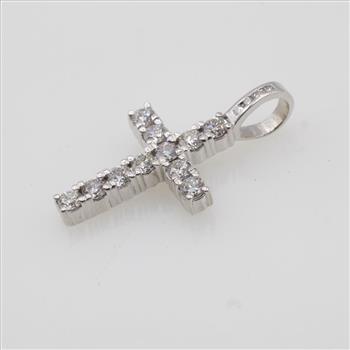 2.85cts TW Diamond 10kt White Gold Cross Pendant-Evaluated By Our Certified Gemologist-AGS/GIA