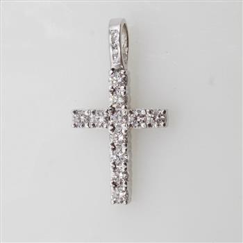 2.85cts TW Diamond 10kt White Gold Cross Pendant-Evaluated By Our Certified Gemologist-AGS/GIA