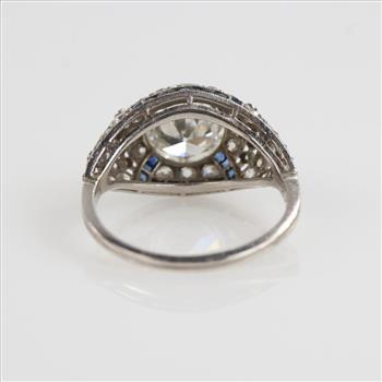 2.85cts TW Diamond Sapphire Vintage Platinum Ring-Evaluated By Our Certified Gemologist-AGS/GIA