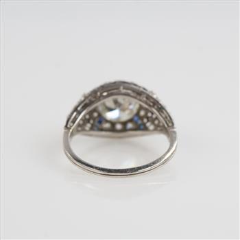 2.85cts TW Diamond Sapphire Vintage Platinum Ring-Evaluated By Our Certified Gemologist-AGS/GIA