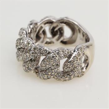 2.89cts TW Diamond 14kt White Gold Chain Ring-Evaluated By Our Certified Gemologist-AGS/GIA