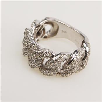 2.89cts TW Diamond 14kt White Gold Chain Ring-Evaluated By Our Certified Gemologist-AGS/GIA