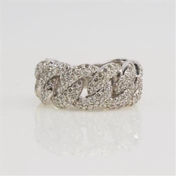 2.89cts TW Diamond 14kt White Gold Chain Ring-Evaluated By Our Certified Gemologist-AGS/GIA