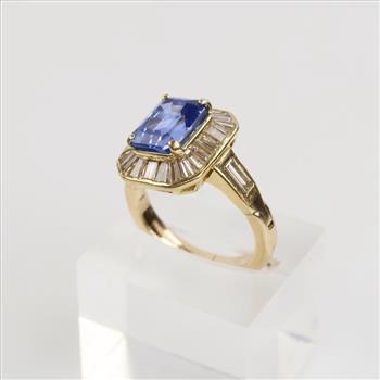2.90ctTW Diamond Tanzanite 14kt Gold Ballerina Style Ring-Evaluated By Certified Gemologist-AGS/GIA