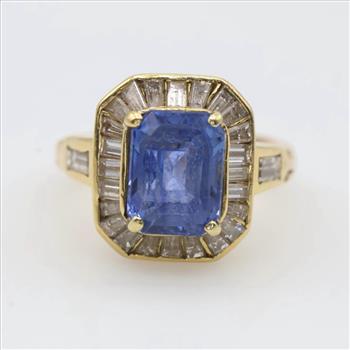 2.90ctTW Diamond Tanzanite 14kt Gold Ballerina Style Ring-Evaluated By Certified Gemologist-AGS/GIA