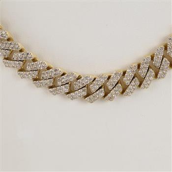 29.27cts TW Diamond 10kt Gold Necklace -Evaluated By Our Certified Gemologist-AGS/GIA