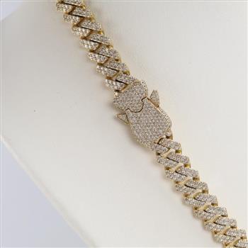 29.27cts TW Diamond 10kt Gold Necklace -Evaluated By Our Certified Gemologist-AGS/GIA