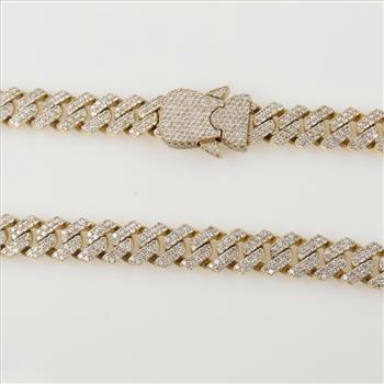 29.27cts TW Diamond 10kt Gold Necklace -Evaluated By Our Certified Gemologist-AGS/GIA