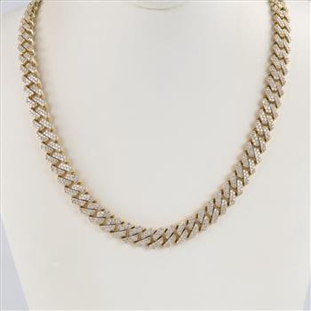 29.27cts TW Diamond 10kt Gold Necklace -Evaluated By Our Certified Gemologist-AGS/GIA