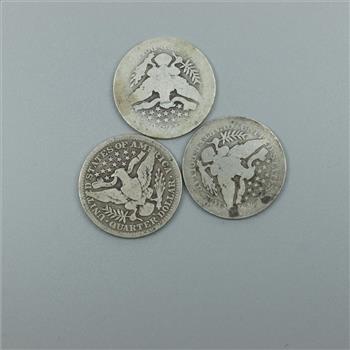 3 Barber Silver Quarters