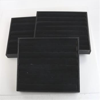 3 Black Velvet Ring Display Trays