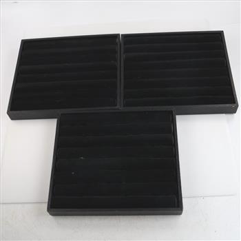 3 Black Velvet Ring Display Trays