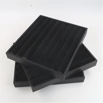 3 Black Velvet Ring Display Trays