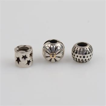 3 Pandora Sterling Silver Charms