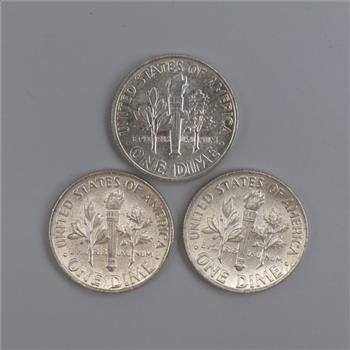 3 Roosevelt Silver Dimes