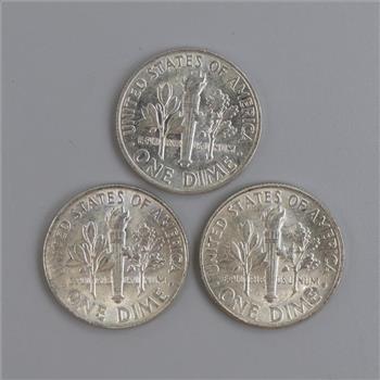 3 Roosevelt Silver Dimes