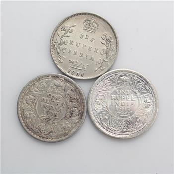 3 Silver Indian Rupee Coins