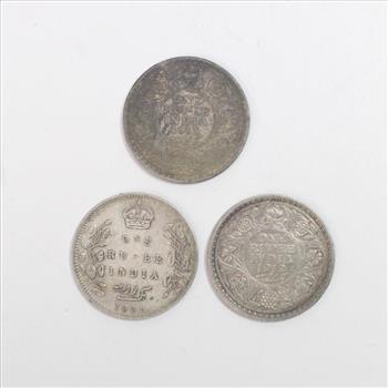 3 Silver Indian Rupee Coins