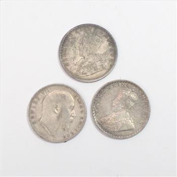 3 Silver Indian Rupee Coins
