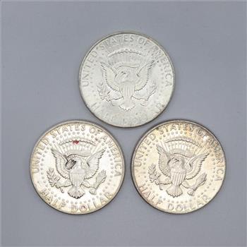 3 US Kennedy Silver Half Dollars